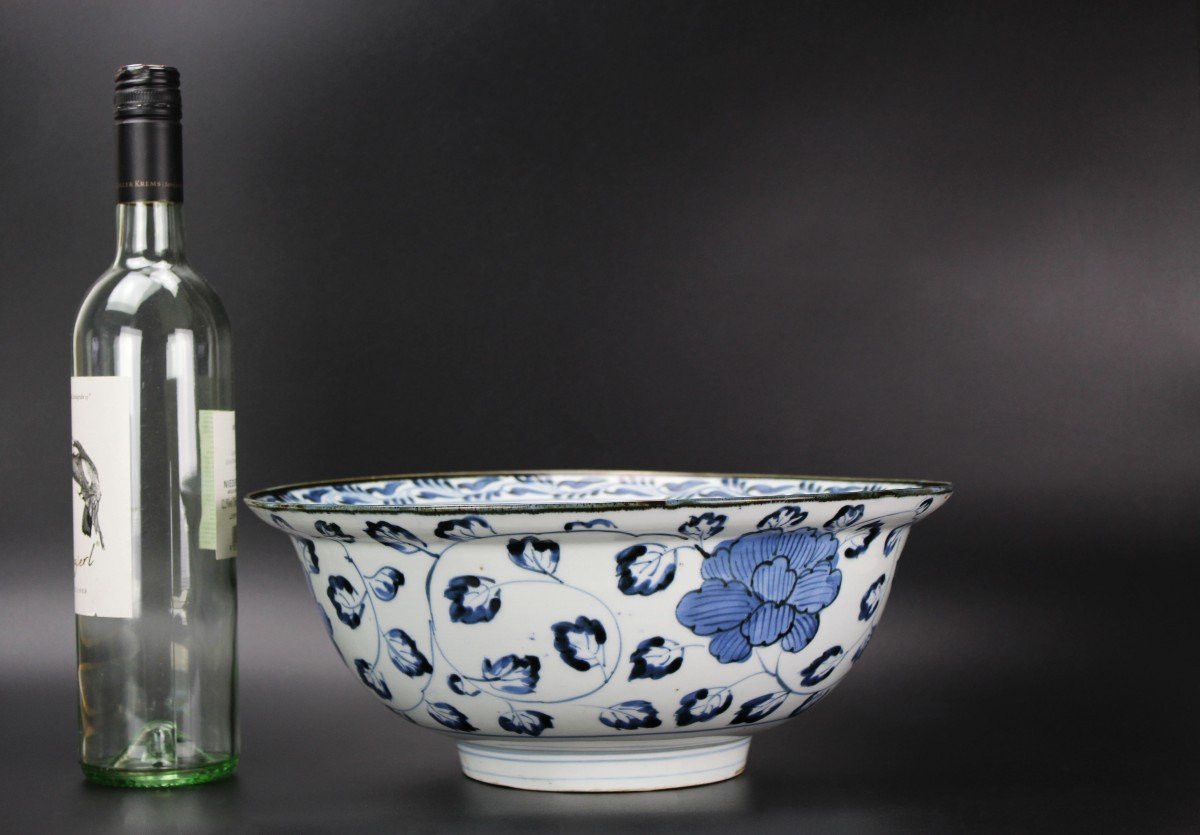 Bol En Porcelaine Japonaise Bleu Et Blanc De La Période Edo 1603-1868 Antique Du  XVIIe Siècle-photo-4