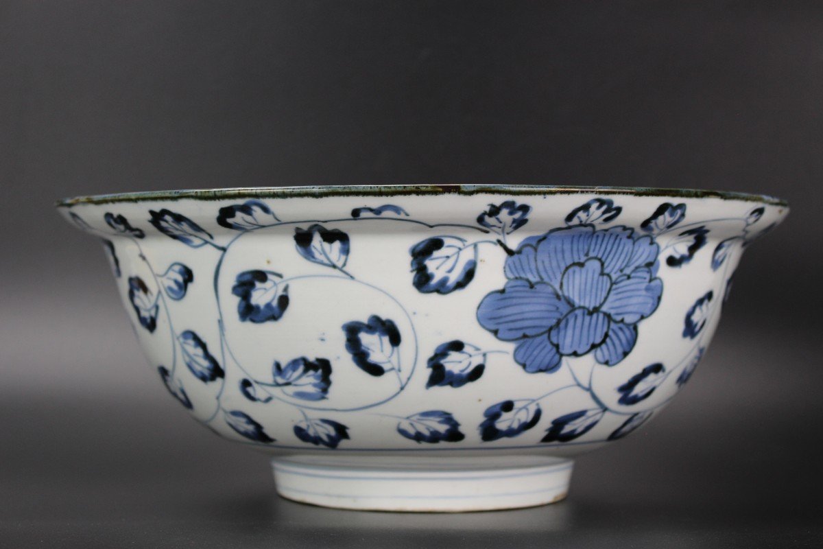 Bol En Porcelaine Japonaise Bleu Et Blanc De La Période Edo 1603-1868 Antique Du  XVIIe Siècle-photo-3