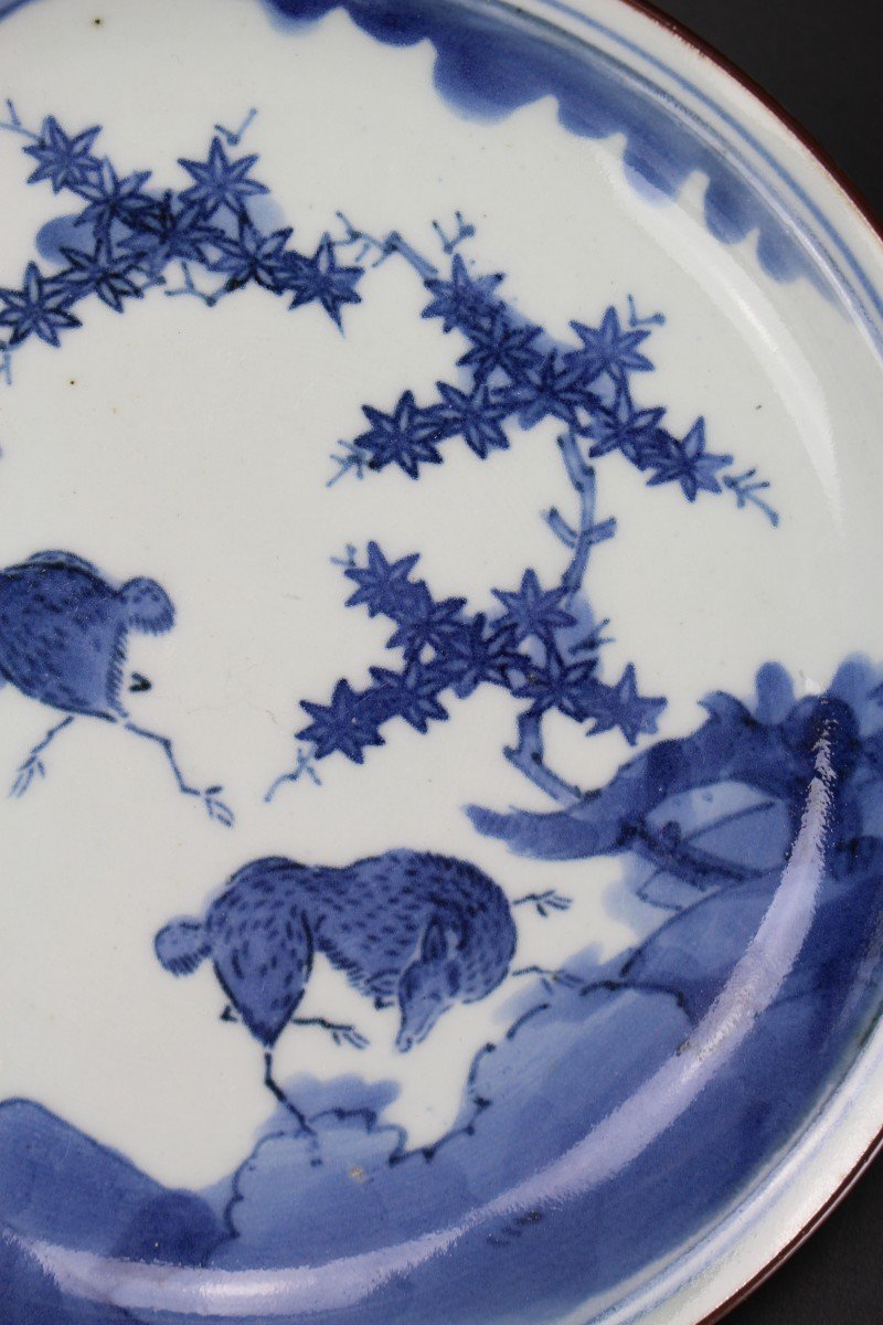 Plat En Porcelaine Japonaise Bleu Et Blanc époque Edo (1603-1868) XVIIe Siècle / XVIIIe siècle-photo-3