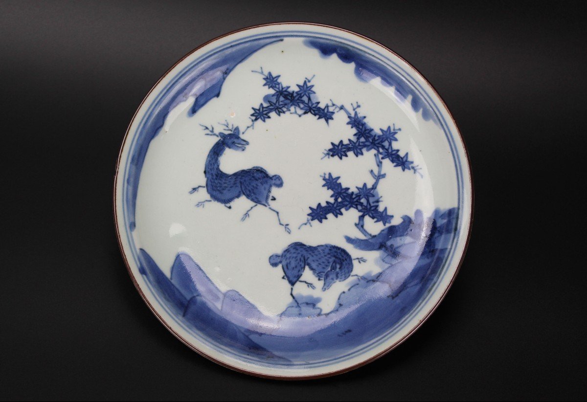 Plat En Porcelaine Japonaise Bleu Et Blanc époque Edo (1603-1868) XVIIe Siècle / XVIIIe siècle-photo-2