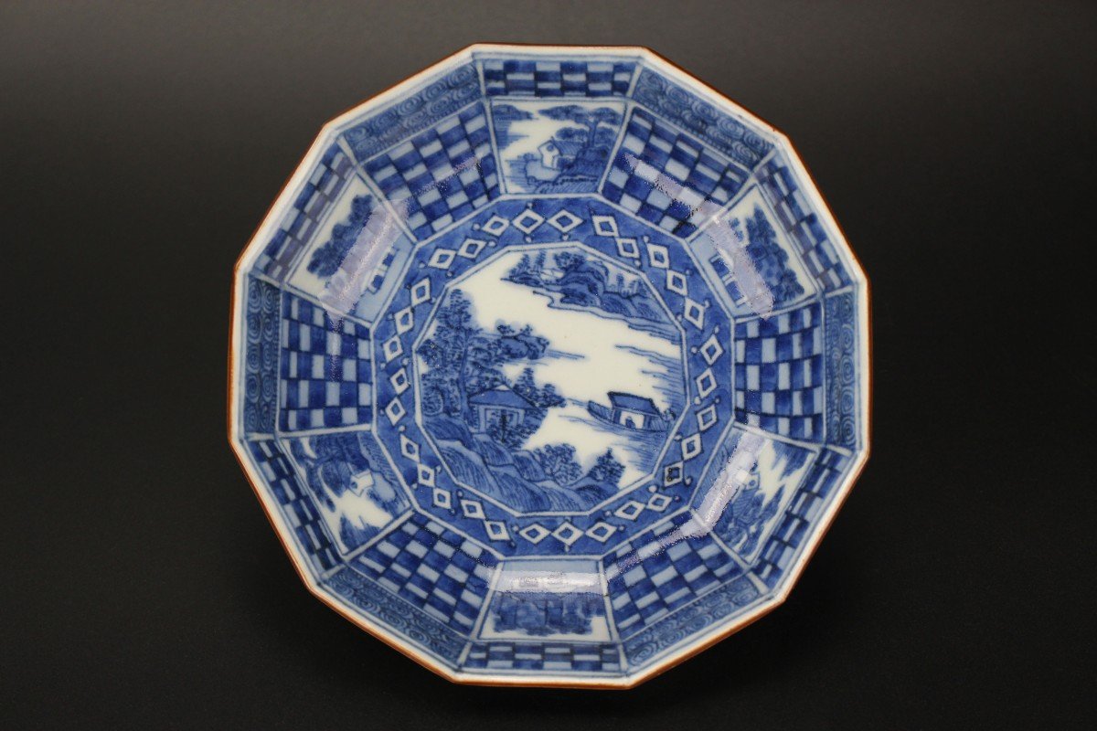 Japanese Porcelain Blue And White Bowl Tenmei Period (1781-1789) Marked Late 17th Century Dish-photo-2