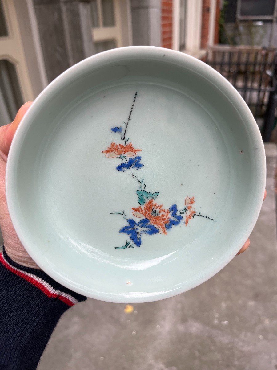 Plats Kakiemon En Porcelaine Japonaise 5x Période Edo 17e Siècle / 18e Siècle Celadon Bols-photo-2