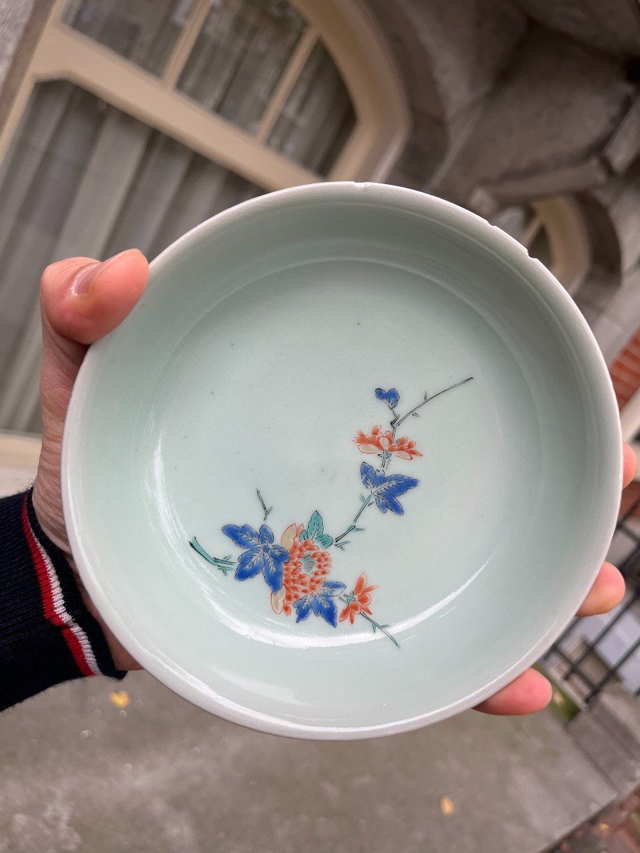 Plats Kakiemon En Porcelaine Japonaise 5x Période Edo 17e Siècle / 18e Siècle Celadon Bols-photo-4