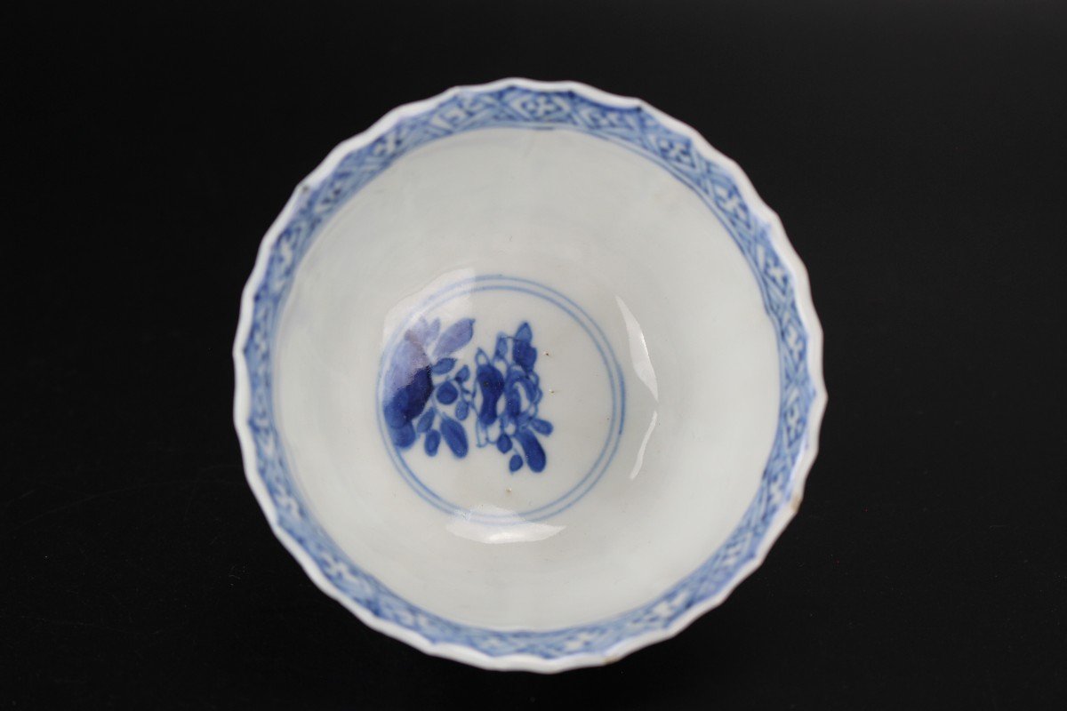 Kangxi Chinese Porcelain Blue And White 18th Century Qing Dynasty Cups And Saucers 14 Pieces-photo-2