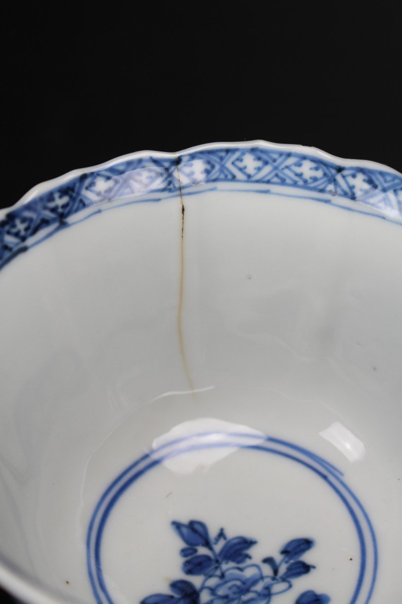 Kangxi Chinese Porcelain Blue And White 18th Century Qing Dynasty Cups And Saucers 14 Pieces-photo-6