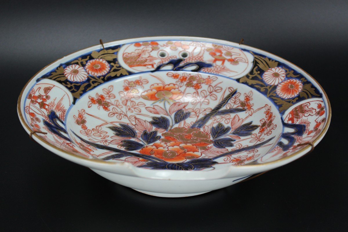 Japanese Porcelain Edo Period Barber's Bowl Shaving Basin Antique 18th Century Imari Dish Plate-photo-2