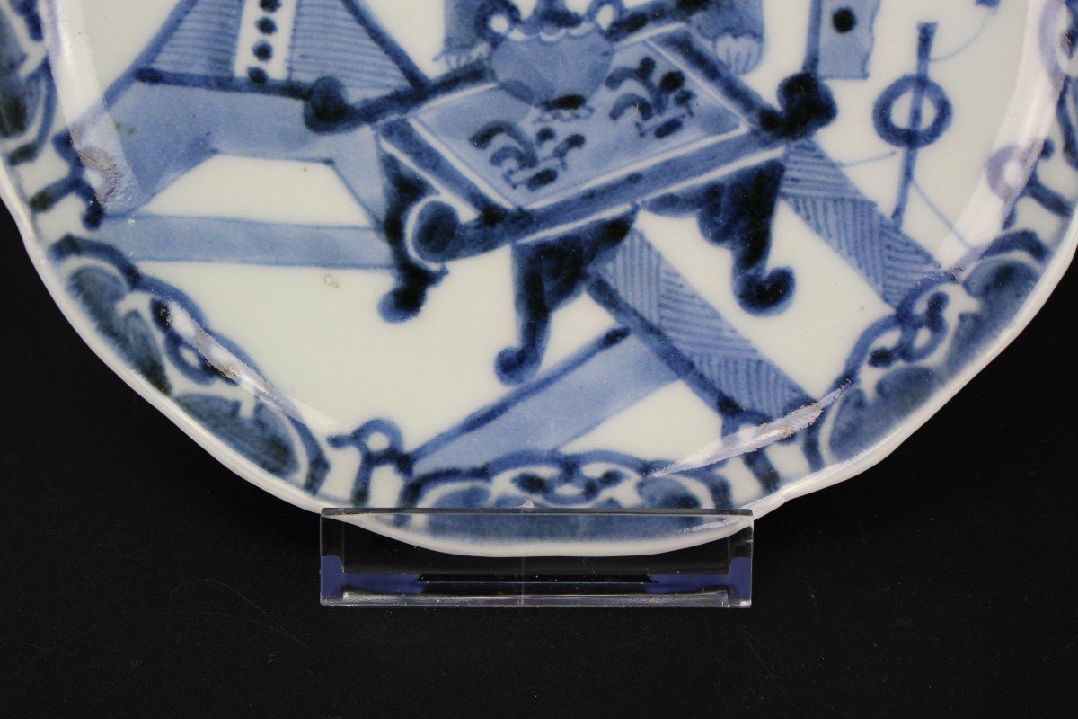 Japanese Porcelain Blue And White Plate, Chenghua Mark, Japan, Arita, Edo Period, Ca 1780-1820-photo-4