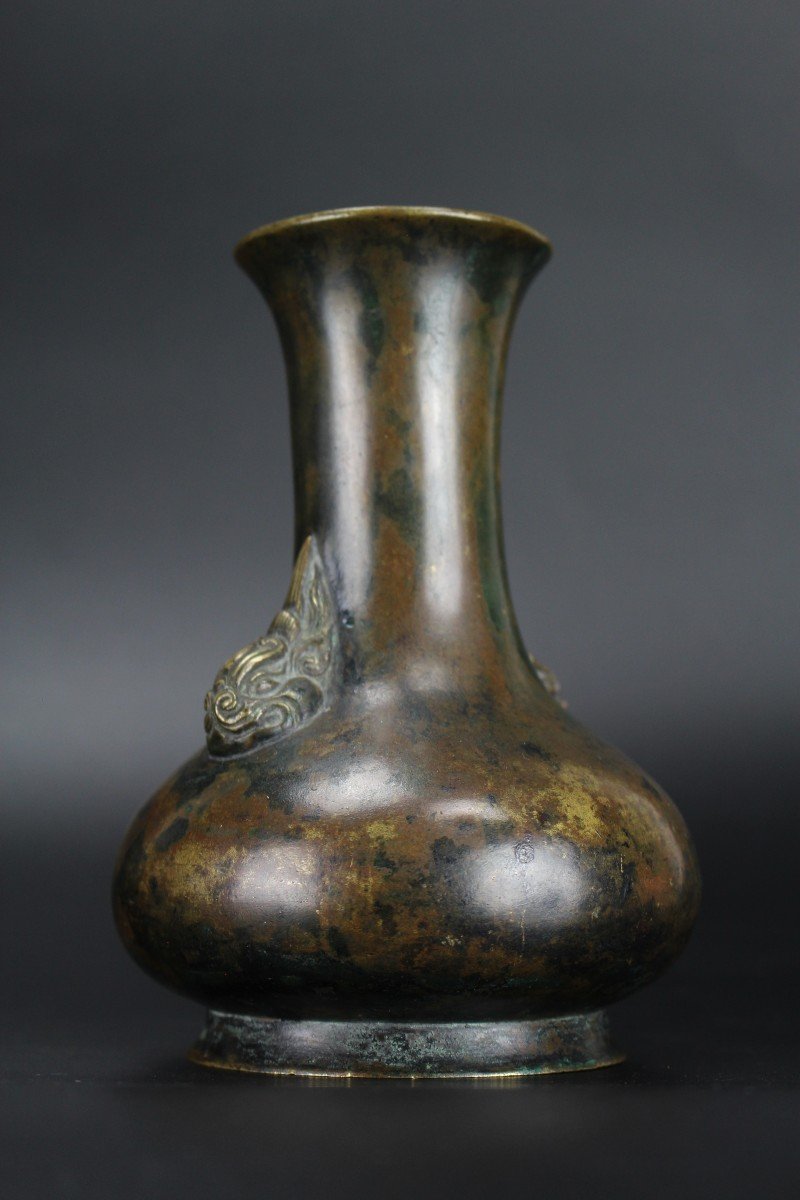 Chinese Bronze Vase Qing Dynasty Xuande Mark 17th Century Antique Archaistic Flower Vase-photo-4