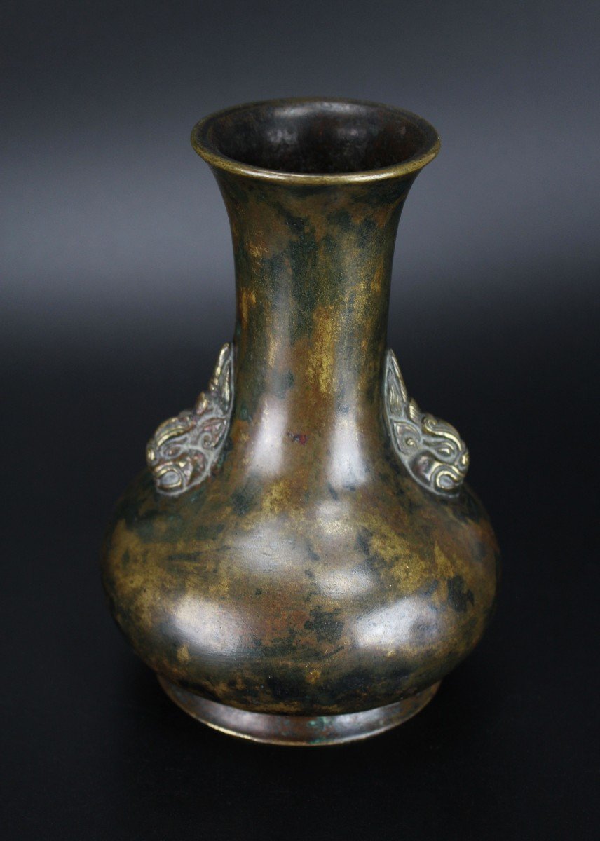 Chinese Bronze Vase Qing Dynasty Xuande Mark 17th Century Antique Archaistic Flower Vase-photo-5