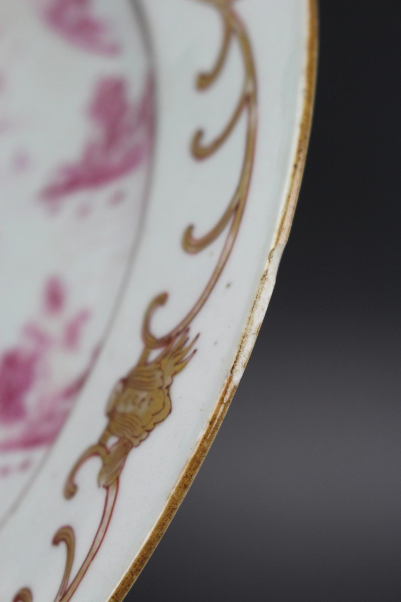 Chinese Export Porcelain Qianlong Plate Famille Rose Puce Qing Dynasty Antique 18th Century-photo-6