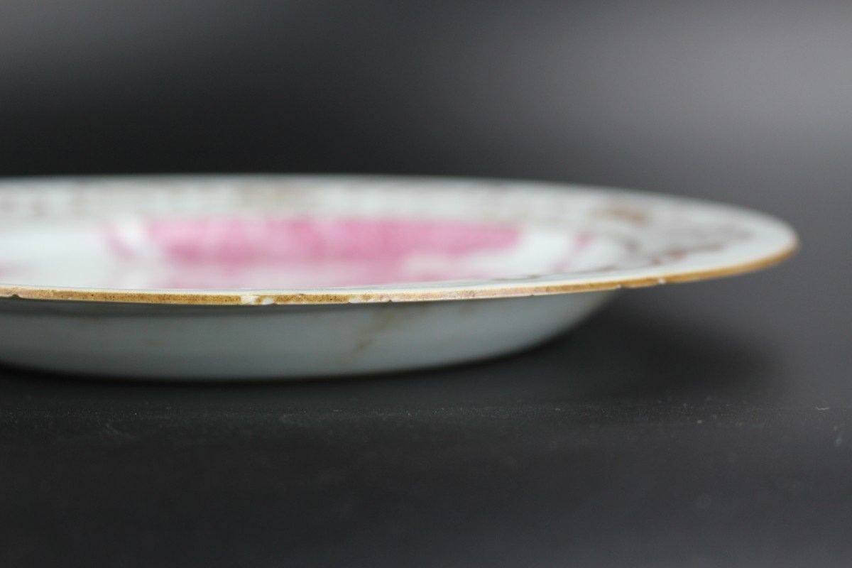 Chinese Export Porcelain Qianlong Plate Famille Rose Puce Qing Dynasty Antique 18th Century-photo-7