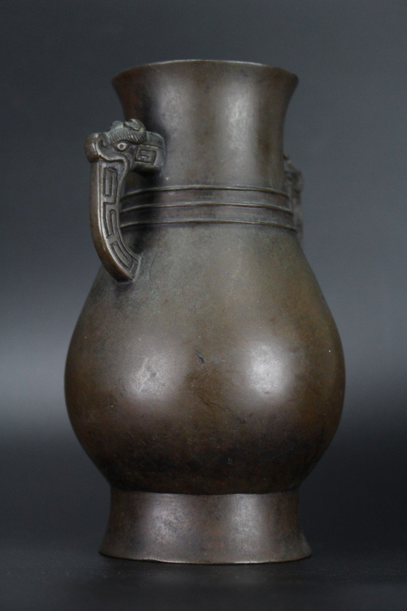 Chinese Bronze Vase Ming Dynasty 16th Century / 17th Century Antique Flower Vessel Archaic Hu-photo-1