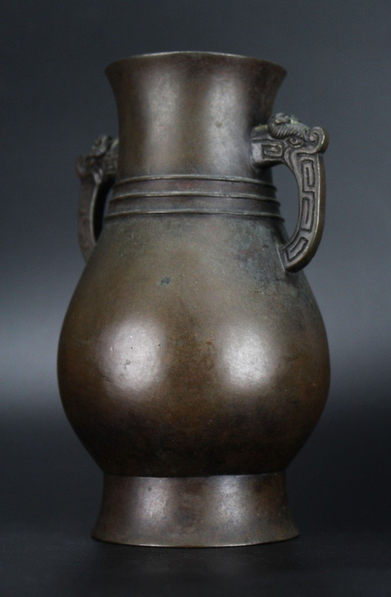 Chinese Bronze Vase Ming Dynasty 16th Century / 17th Century Antique Flower Vessel Archaic Hu-photo-5