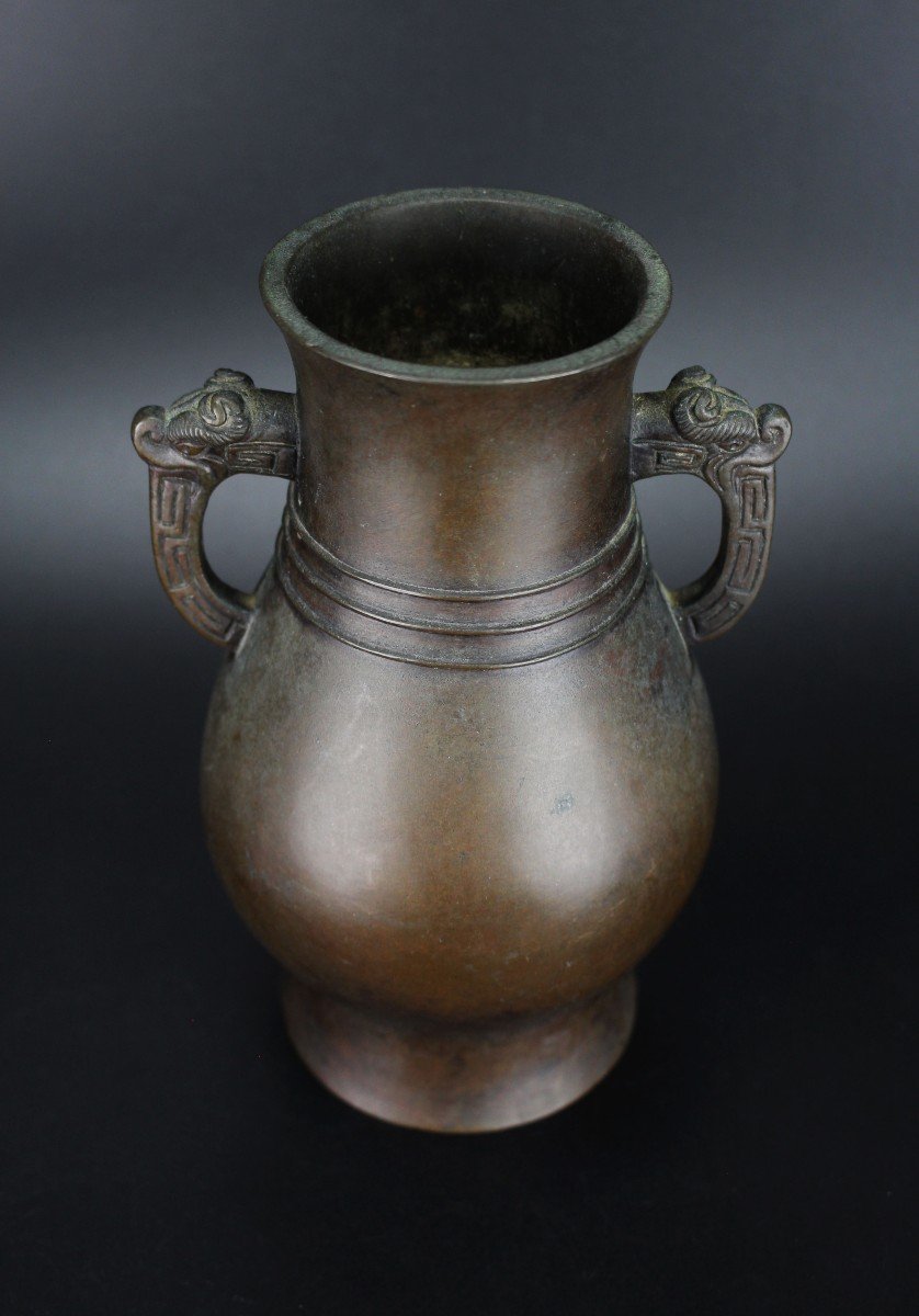 Chinese Bronze Vase Ming Dynasty 16th Century / 17th Century Antique Flower Vessel Archaic Hu-photo-6