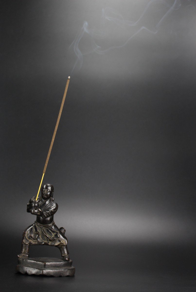 Chinese Bronze Censer Ming Dynasty Incense Stick Holder 17th Century Antique Figure Sculpture-photo-2