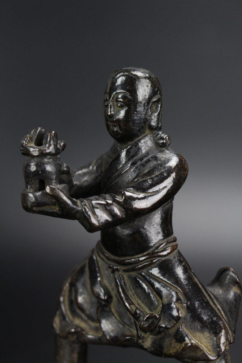 Encensoir En Bronze Chinois Dynastie Ming Porte-encens 17e Siècle Figurine Antique Brûleur-photo-3