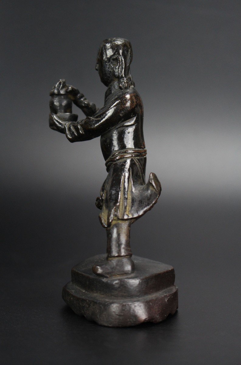 Encensoir En Bronze Chinois Dynastie Ming Porte-encens 17e Siècle Figurine Antique Brûleur-photo-1