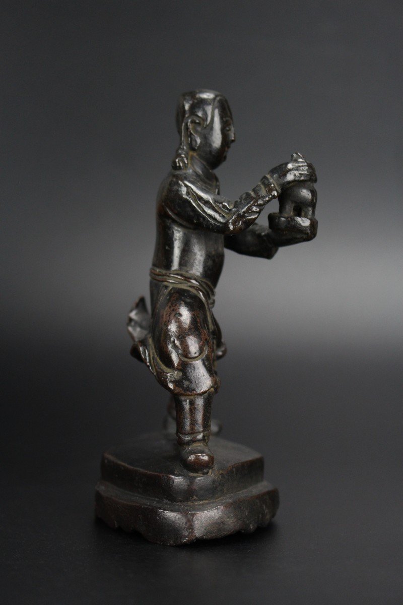 Chinese Bronze Censer Ming Dynasty Incense Stick Holder 17th Century Antique Figure Sculpture-photo-3