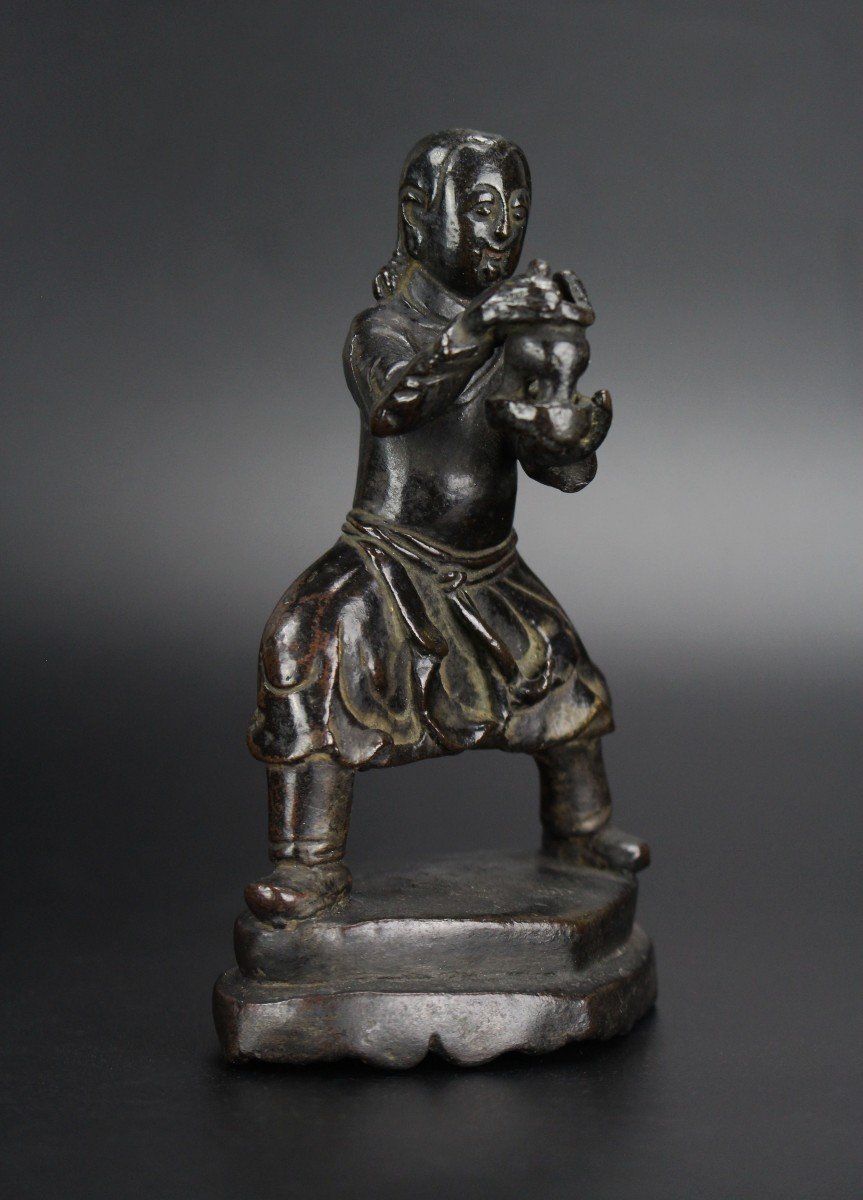 Encensoir En Bronze Chinois Dynastie Ming Porte-encens 17e Siècle Figurine Antique Brûleur-photo-4