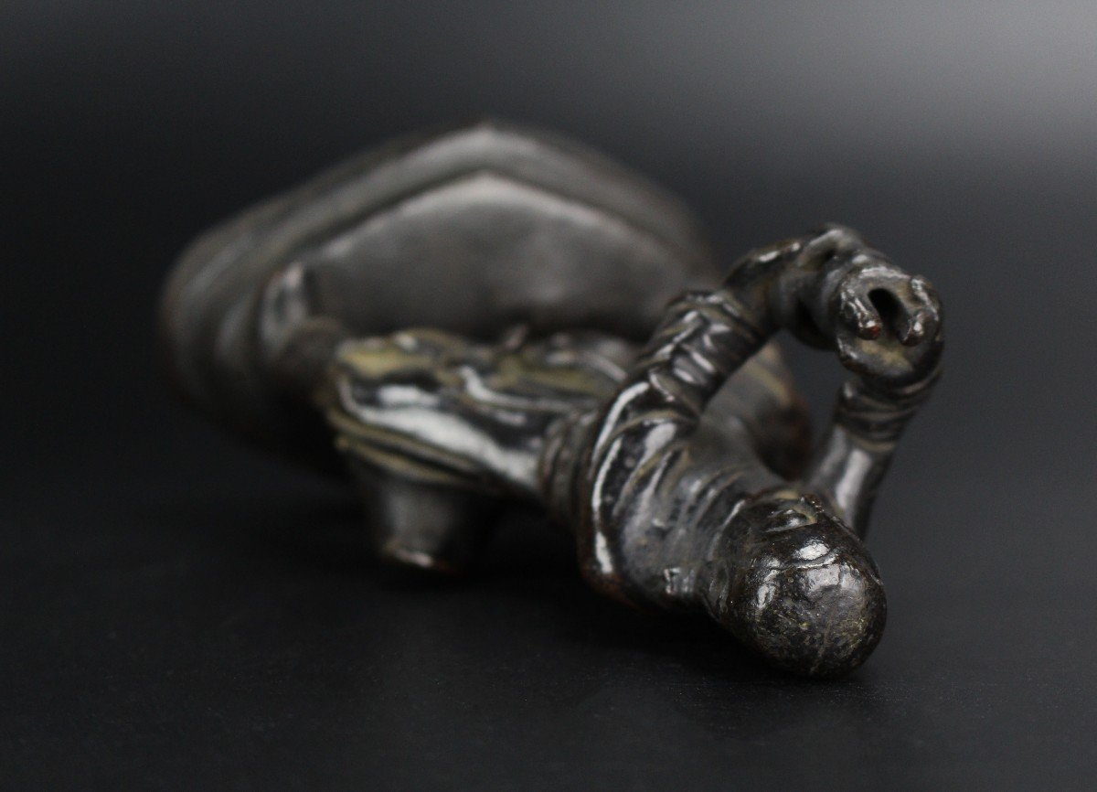 Chinese Bronze Censer Ming Dynasty Incense Stick Holder 17th Century Antique Figure Sculpture-photo-6