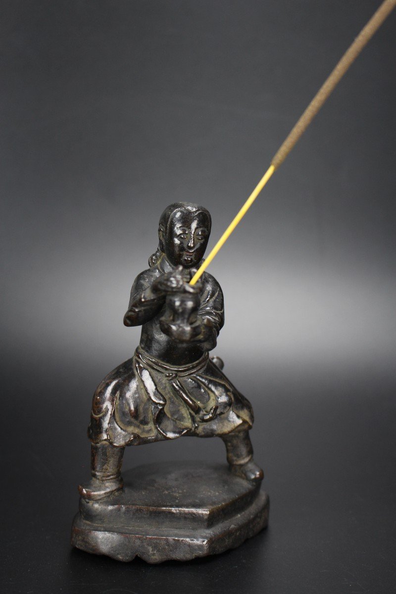 Chinese Bronze Censer Ming Dynasty Incense Stick Holder 17th Century Antique Figure Sculpture-photo-8