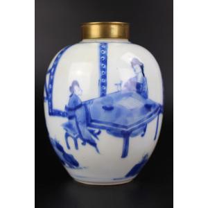 Boîte à Thé Bleue Et Blanche En Porcelaine De Chine Kangxi Marque Chenghua Dynastie Qing