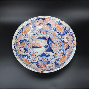 Grande Assiette En Porcelaine Japonaise De La Période Edo 40 Cm, Ancienne, Début XVIIIe Siècle,