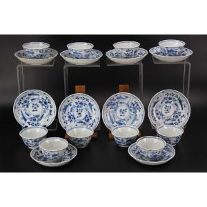 Kangxi / Yongzheng Chinese Porcelain Blue And White 18th Century Qing Dynasty Cups And Saucers 