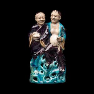 Groupe de figurines en porcelaine chinoise Hehe Erxian XIXe siècle / période de la République