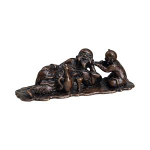 Presse-papier En Bronze Chinois De La Dynastie Ming / Qing Repose-pinceau Sculpture Antique