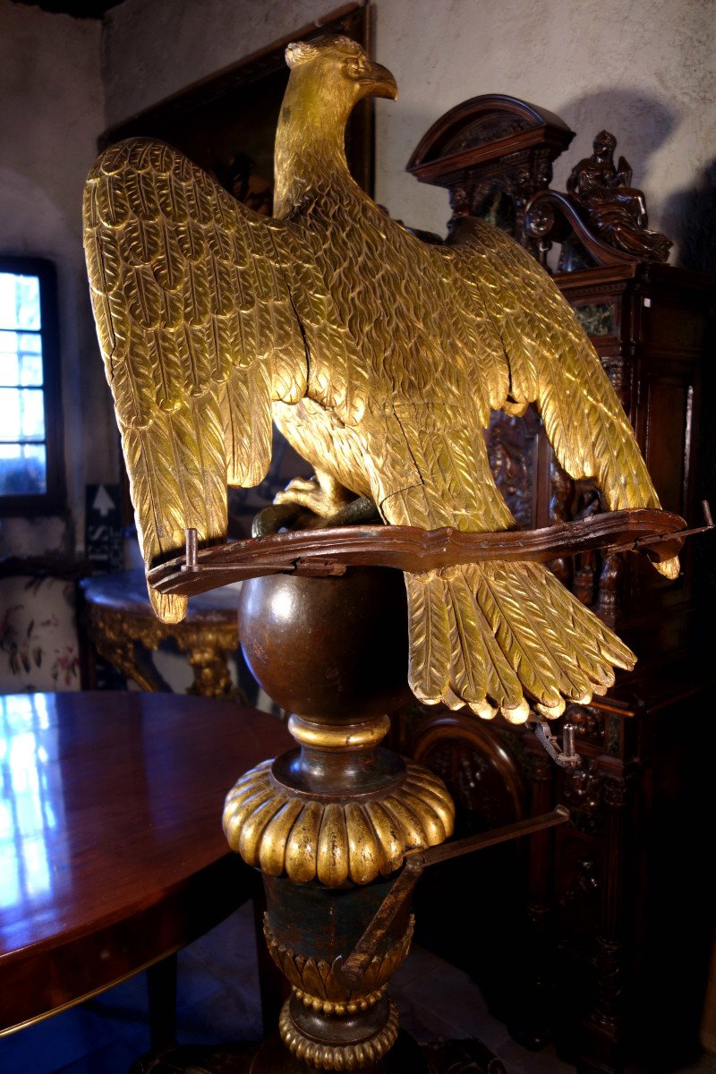 Large Gilded Wooden Eagle Lectern, 2 Meters-photo-5