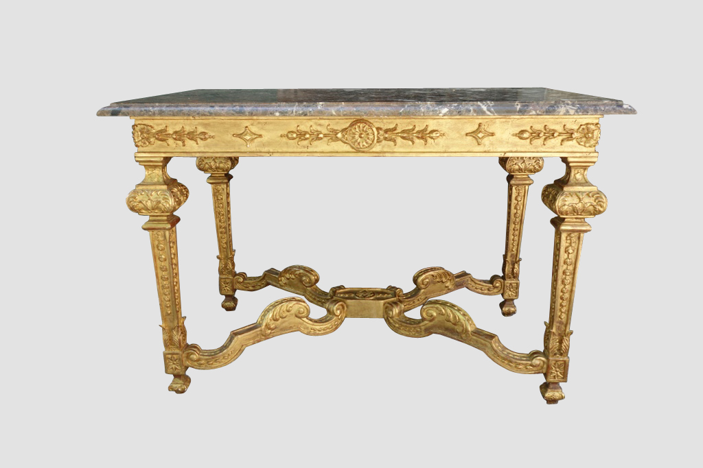 Table Hunting In Golden Wood Style Louis XIV, XIX-photo-3