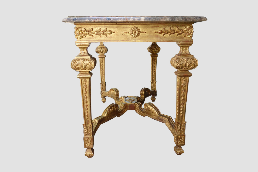 Table Hunting In Golden Wood Style Louis XIV, XIX-photo-8