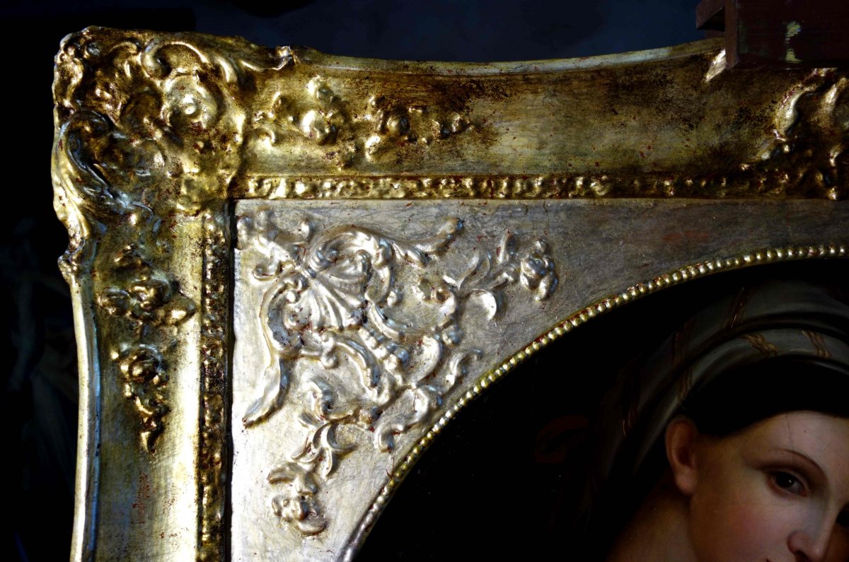 Grand Tondo : La Vierge à La Chaise D’après Raphaël, école Italienne-photo-3