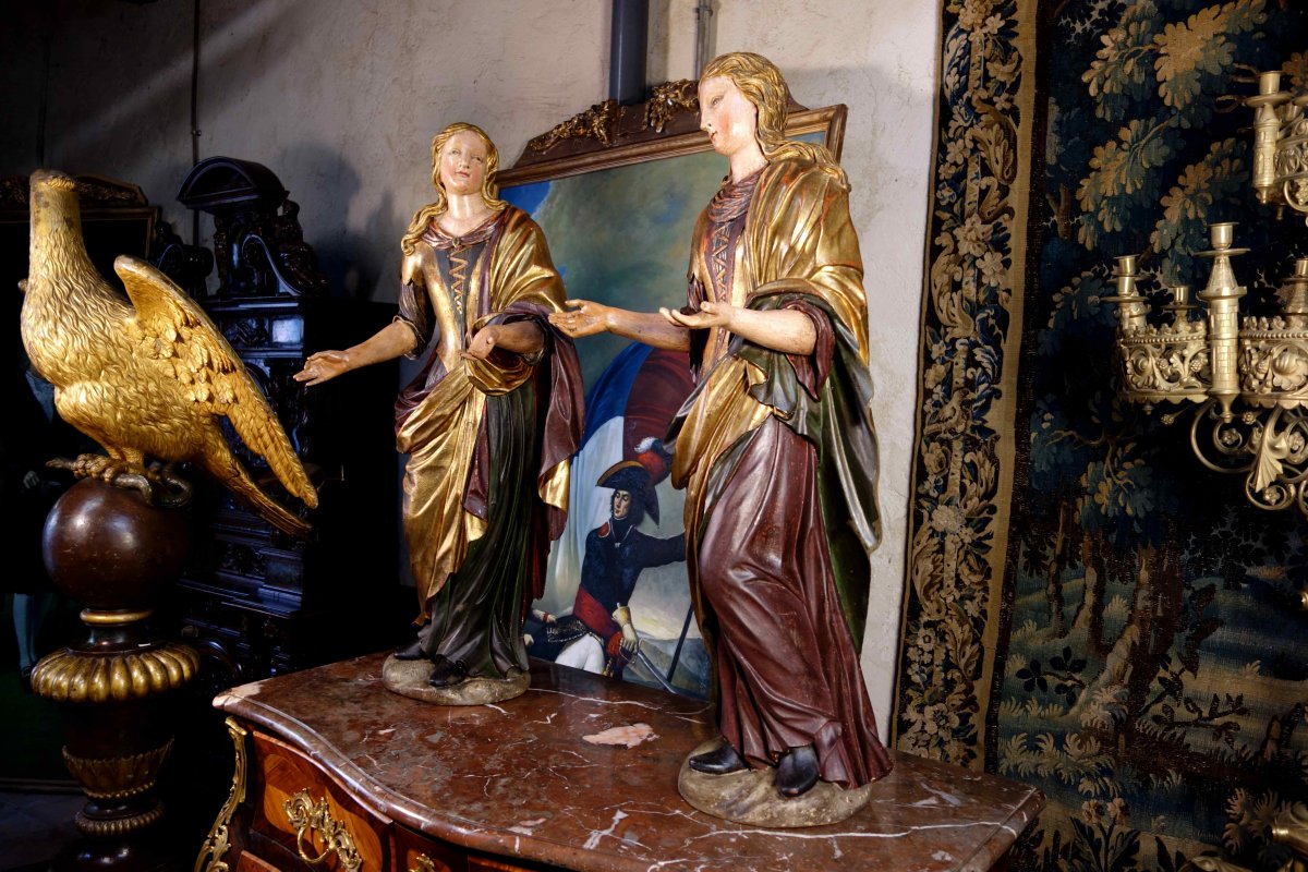 Pair Of Venetian Servants In Polychromed And Gilded Wood, Eighteenth-photo-3