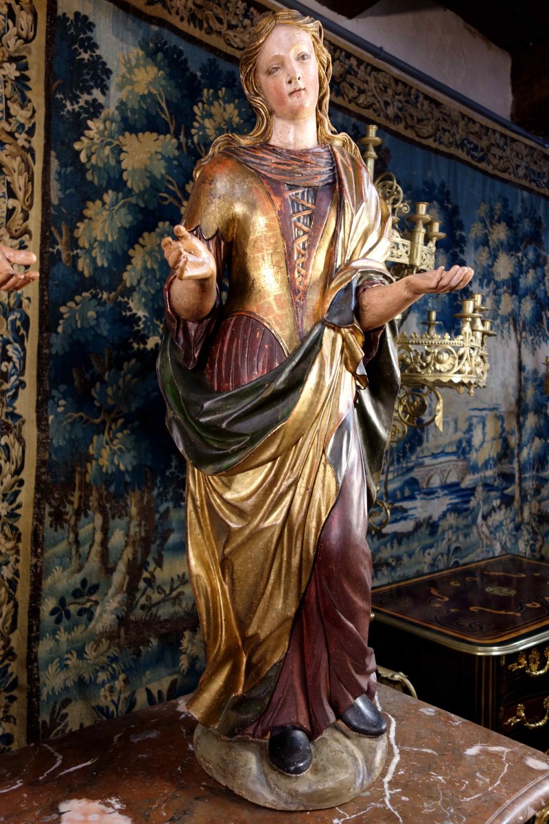Pair Of Venetian Servants In Polychromed And Gilded Wood, Eighteenth-photo-4