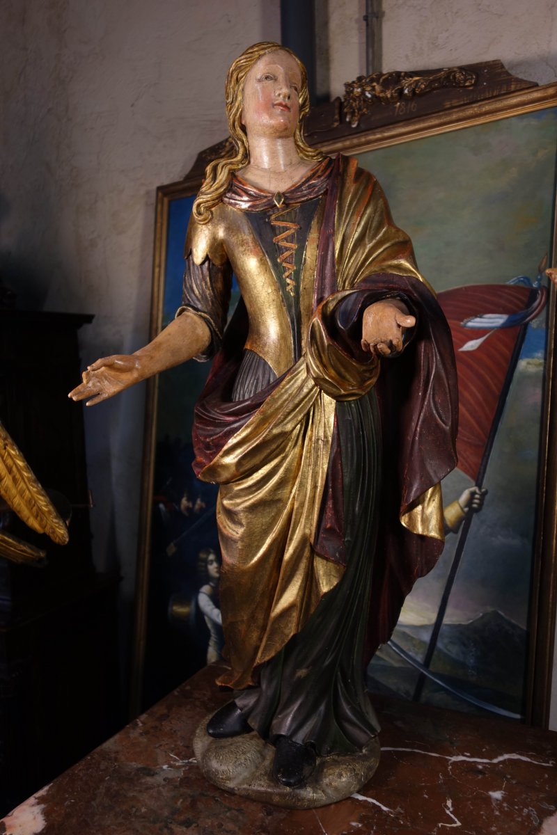 Pair Of Venetian Servants In Polychromed And Gilded Wood, Eighteenth-photo-5