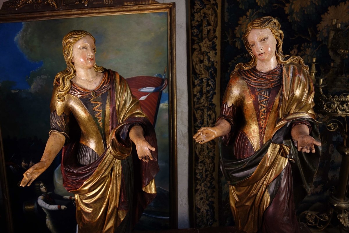 Pair Of Venetian Servants In Polychromed And Gilded Wood, Eighteenth-photo-6