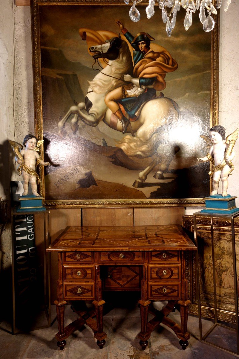 Mazarin Dauphinois Desk In Olive Marquetry, Louis XIV Period-photo-7