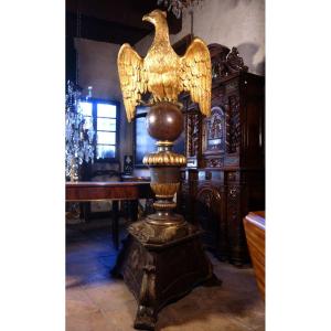 Large Gilded Wooden Eagle Lectern, 2 Meters