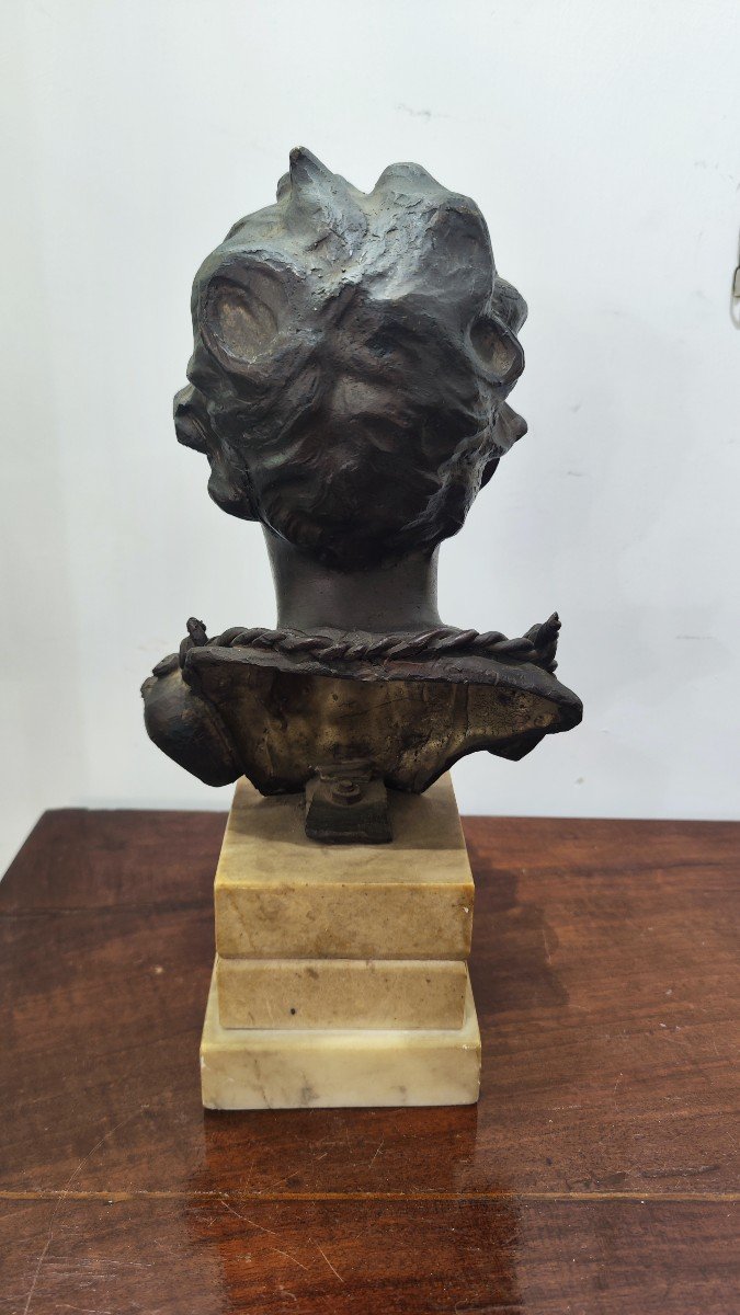 Bronze Bust Of A Street Urchin Signed Vincenzo Cinque-photo-1