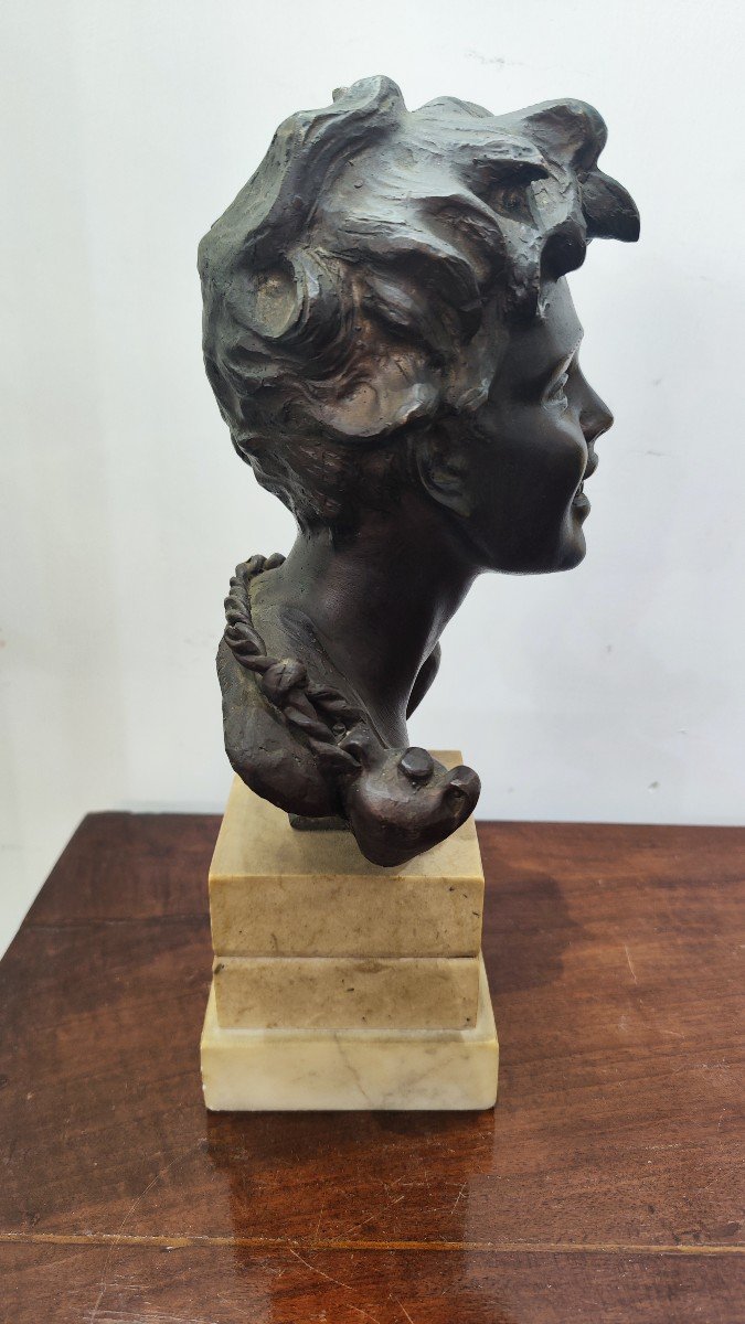 Bronze Bust Of A Street Urchin Signed Vincenzo Cinque-photo-2