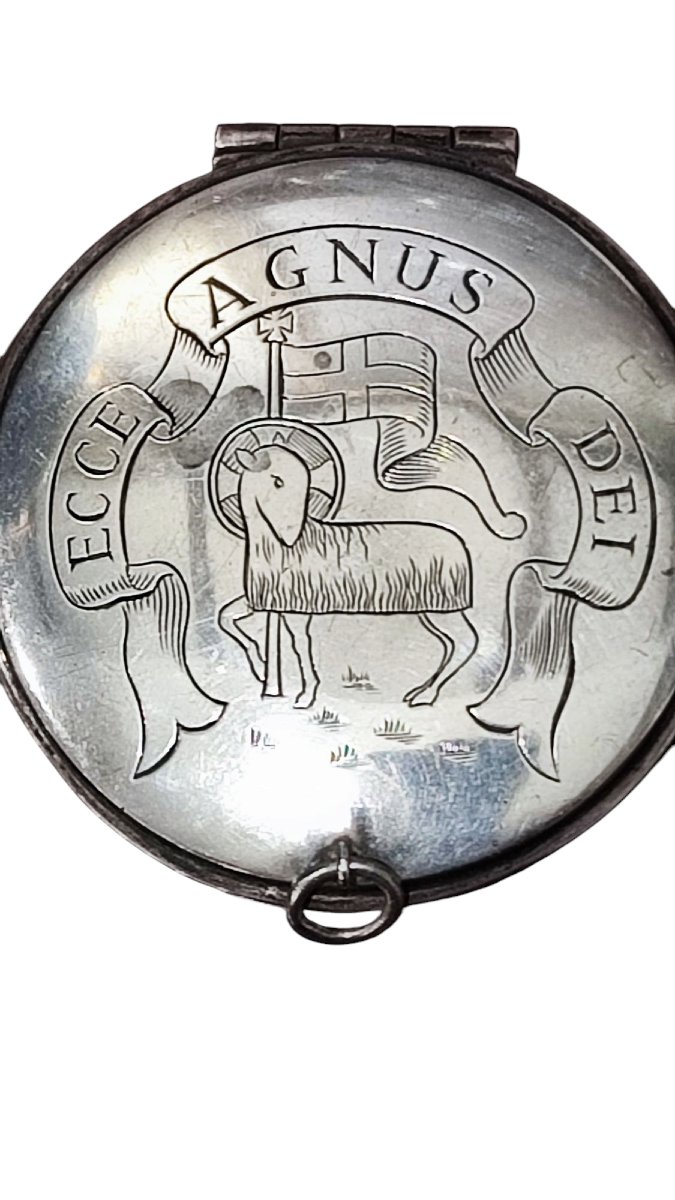 Silver Host Holder With Agnus Dei Engraving-photo-4