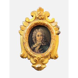 Antique Portrait Of A Nobleman With Gilded Wooden Frame