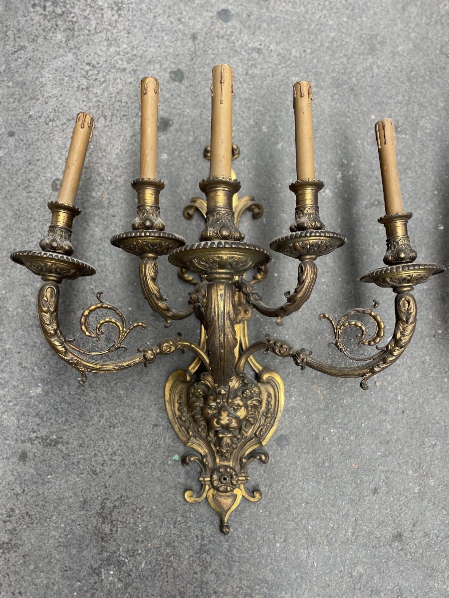 Pair Of Sconces With 5 Arms Of Light-photo-2