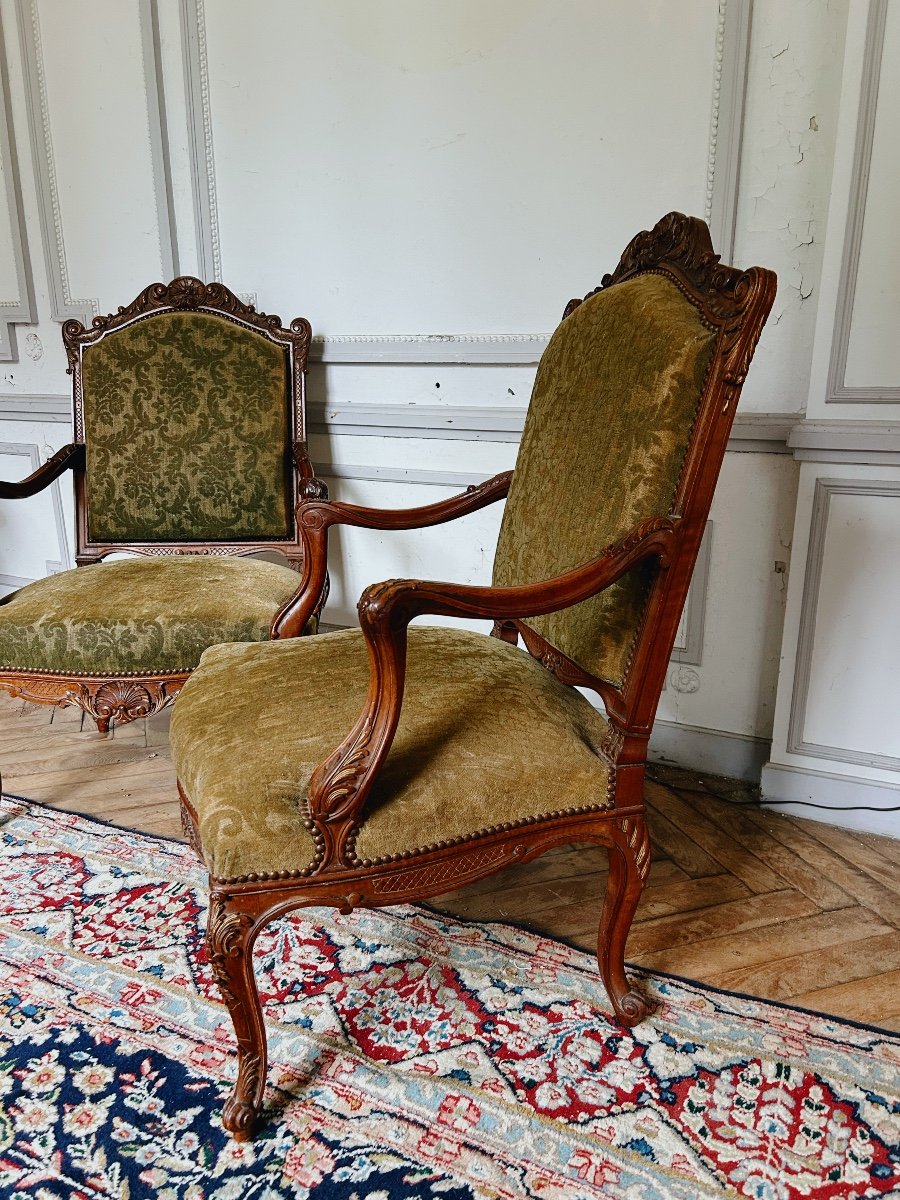 Pair Of Louis XV Style Armchairs With Frame-photo-2