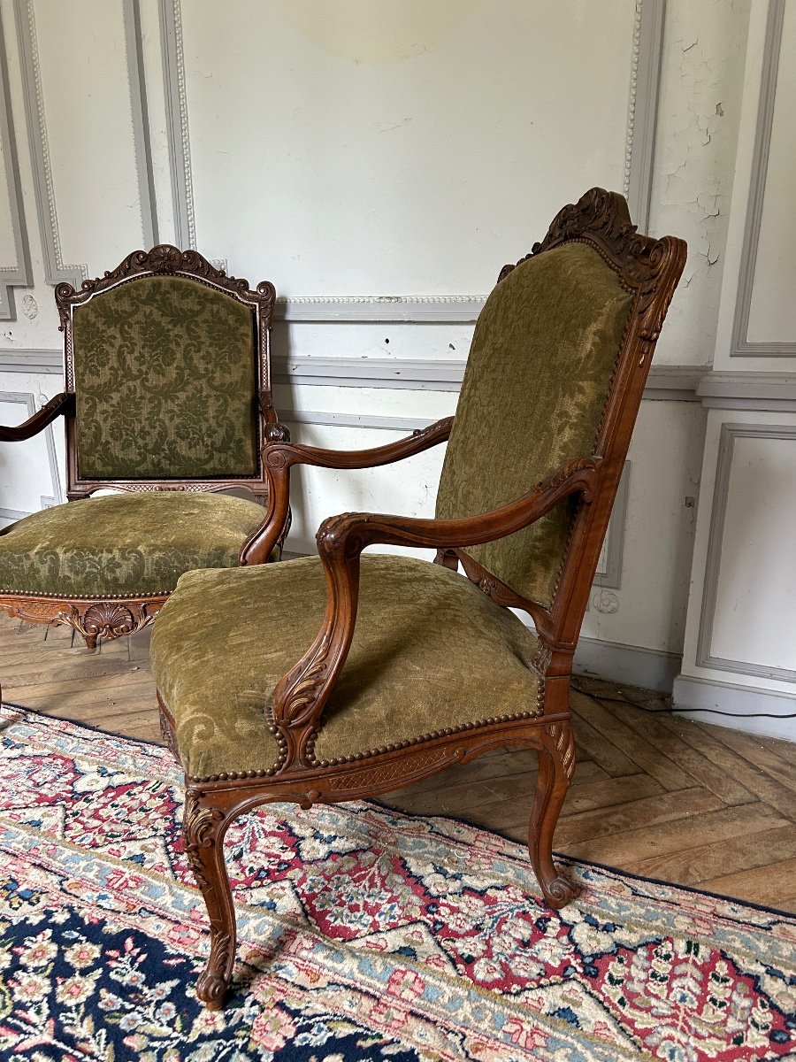 Pair Of Louis XV Style Armchairs With Frame-photo-1