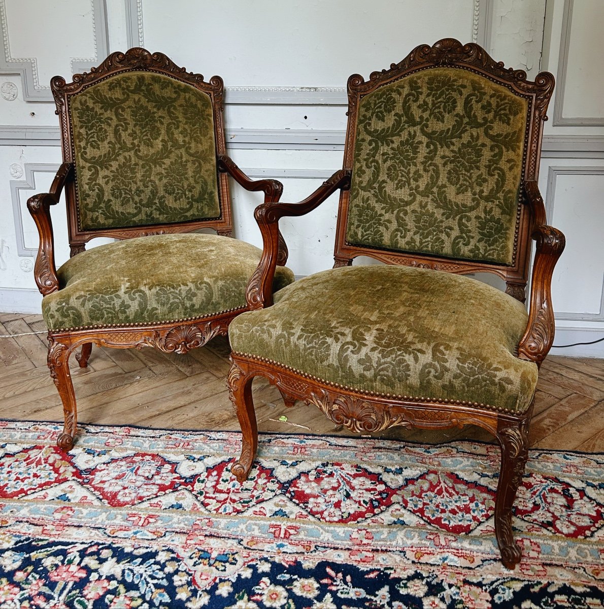 Pair Of Louis XV Style Armchairs With Frame