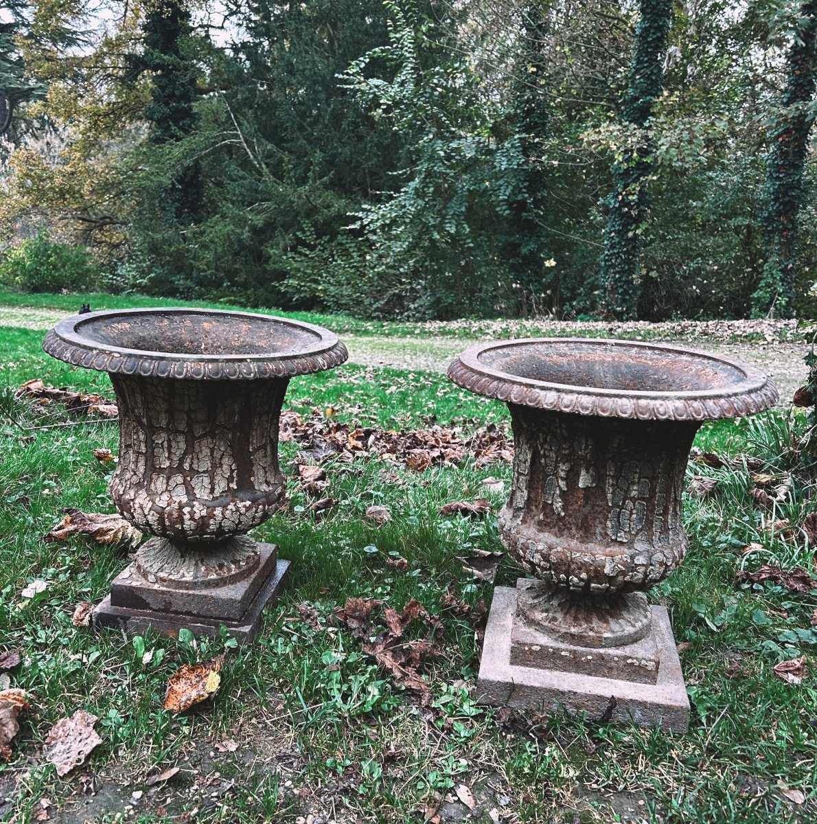 Paire De Vases En Fonte 