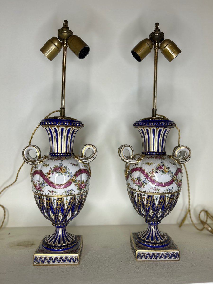 Pair Of Sèvres Porcelain Lamps -photo-2